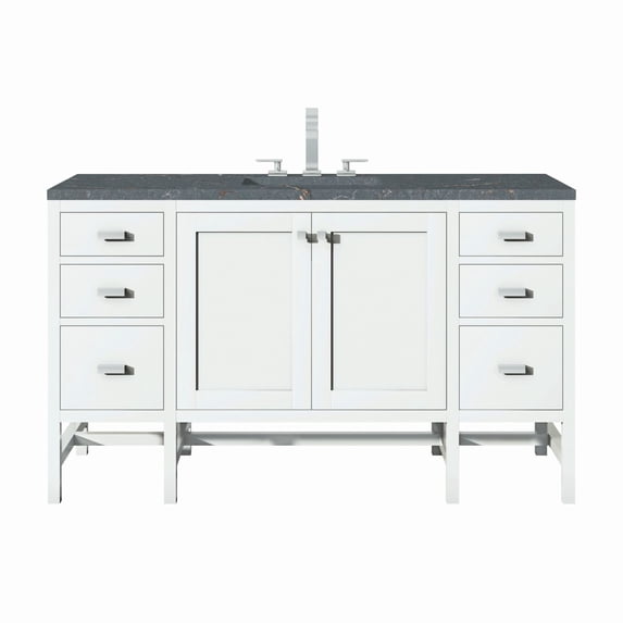 James Martin Vanities E444-V60s-3Pbl Addison 60" Single Basin Wood Vanity Set - White