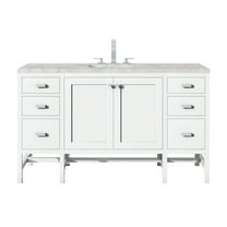 James Martin Vanities 60" Single Vanity, Glossy White w/ 3 CM Victorian Silver Quartz Top