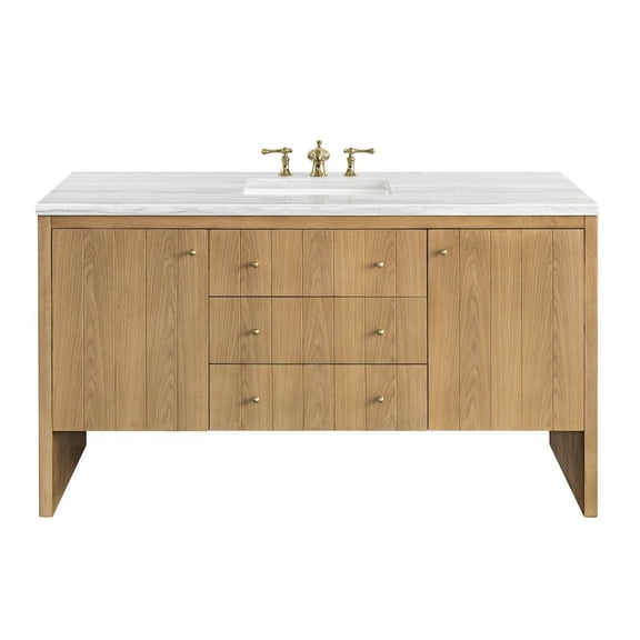 James Martin Vanities 60" Single Vanity, Light Natural Oak w/ 3 CM Arctic Fall Top