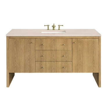 James Martin Vanities 60" Single Vanity, Light Natural Oak w/ 3 CM Eternal Marfil Top