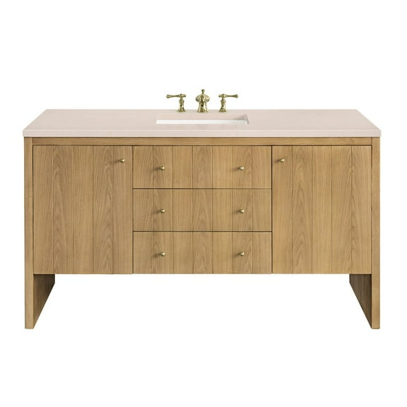 James Martin Vanities 60" Single Vanity, Light Natural Oak w/ 3 CM Eternal Marfil Top