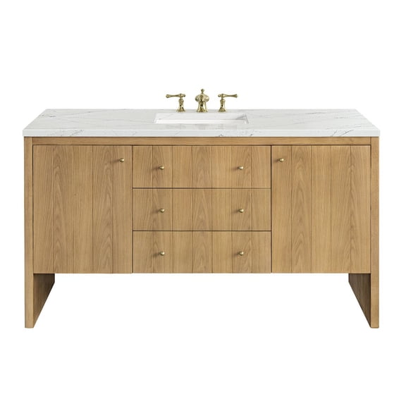 James Martin Vanities 60" Single Vanity, Light Natural Oak w/ 3 CM Ethereal Noctis Top