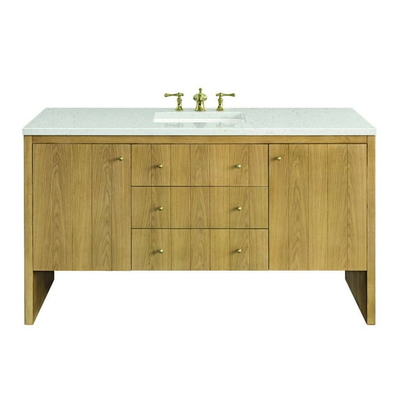 James Martin Vanities 60" Single Vanity, Light Natural Oak w/ 3 CM Lime Delight Top