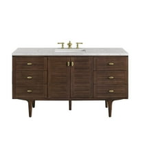James Martin Vanities 60" Single Vanity, Mid-Century Walnut w/ 3 CM Eternal Jasmine Pearl Top