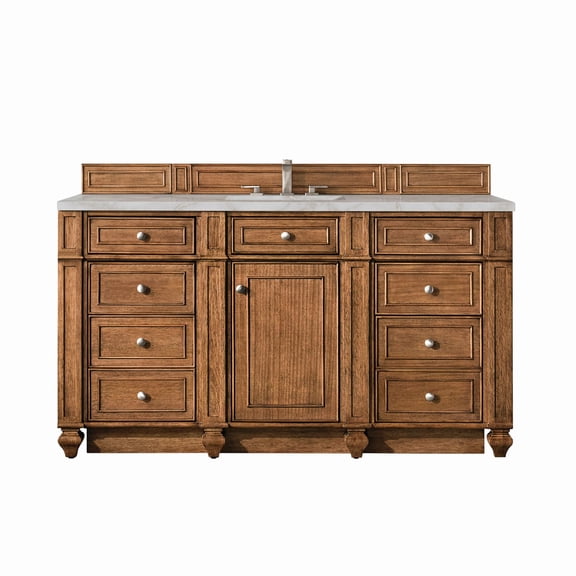 James Martin Vanities 157-V60S-SBR-3VSL Bristol 60" Single Basin Walnut Wood Vanity Set -