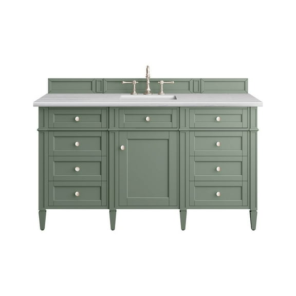James Martin Vanities 60" Single Vanity, Smokey Celadon w/ 3 CM Arctic Fall Top