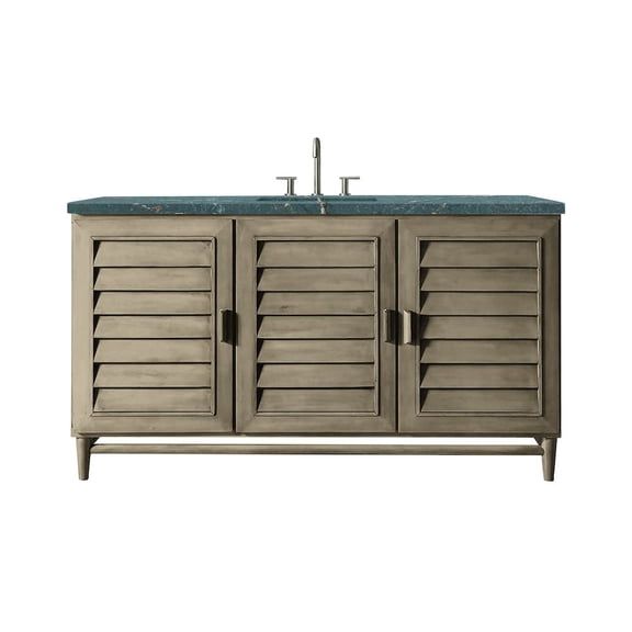 James Martin Vanities 60" Single Vanity Whitewashed Walnut w/ 3 CM Parisien Bleu Quartz Top