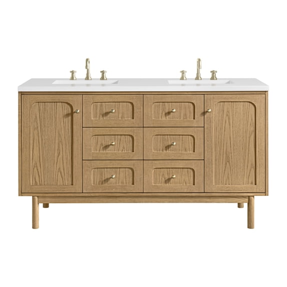 James Martin Vanities 545-V60D-LNO-3WZ Laurent 60" Double Basin Poplar Wood Vanity Set -