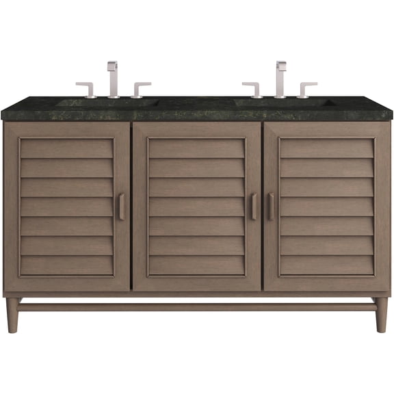 James Martin Vanities 620-V60D-WW-3PHT Portland 60" Free Standing Double Basin Birch Wood