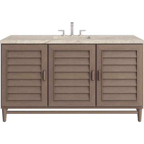 James Martin Vanities 620-V60S-WW-3TJR Portland 60" Free Standing Single Basin Birch Wood