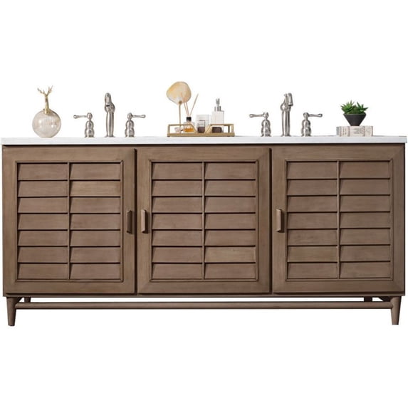 James Martin Vanities 620-V72-Fejp Portland 72" Free Standing Double Basin Birch Wood