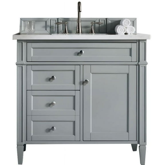 James Martin Vanities 650-V36-3Car Brittany 36" Single Basin Poplar Wood Vanity Set - Grey