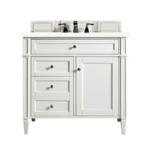James Martin Vanities 650-V36-3Wz Brittany 36" Single Basin Poplar Wood Vanity Set - White