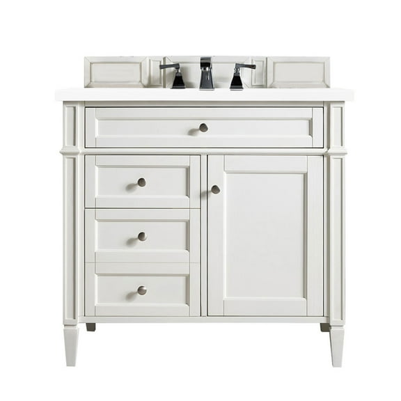 James Martin Vanities 650-V36-3Wz Brittany 36" Single Basin Poplar Wood Vanity Set - White