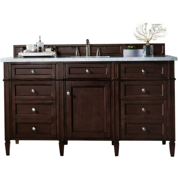 James Martin Vanities 650-V60s-3Car Brittany 60" Single Basin Poplar Wood Vanity Set -