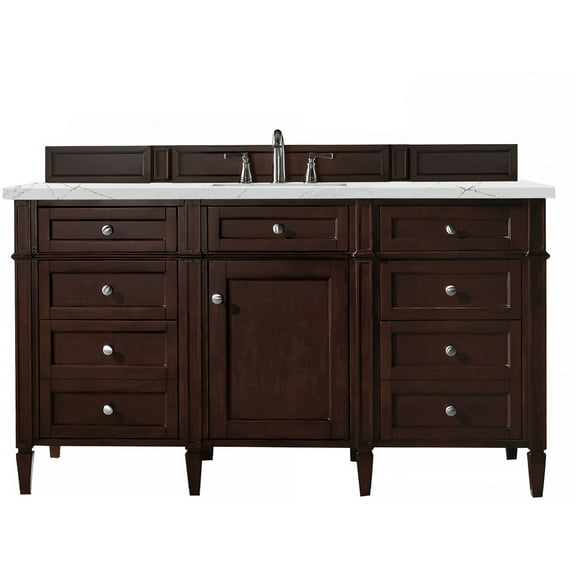 James Martin Vanities 650-V60s-3Enc Brittany 60" Single Basin Poplar Wood Vanity Set -