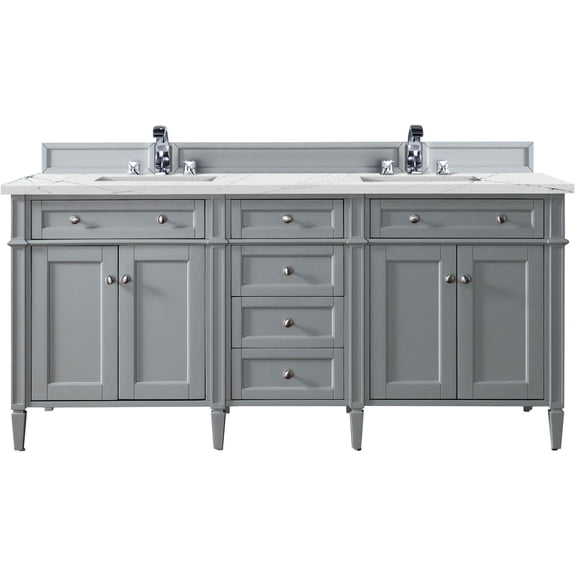 James Martin Vanities 650-V72-UGR-3ENC Brittany 72" Double Basin Poplar Wood Vanity Set -