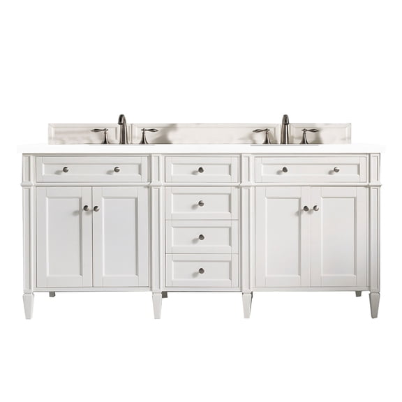 James Martin Vanities 650-V72-3Wz Brittany 72" Double Basin Poplar Wood Vanity Set - White
