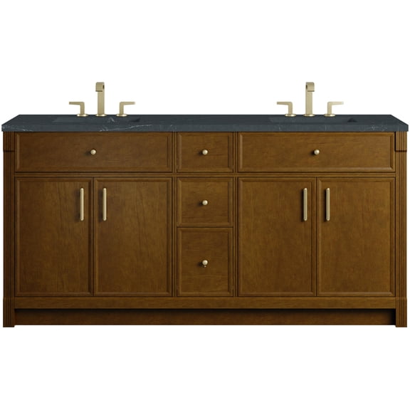 James Martin Vanities 660-V72-HNO-3CSP Bellshire 72" Free Standing Double Basin Poplar
