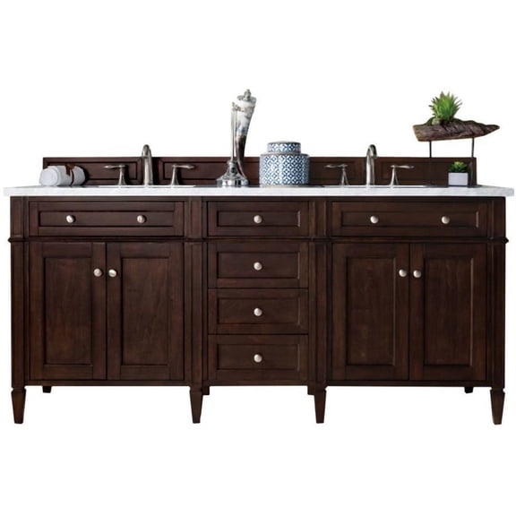 James Martin Vanities 650-V72-BNM-3EJP Brittany 72" Double Basin Poplar Wood Vanity Set -