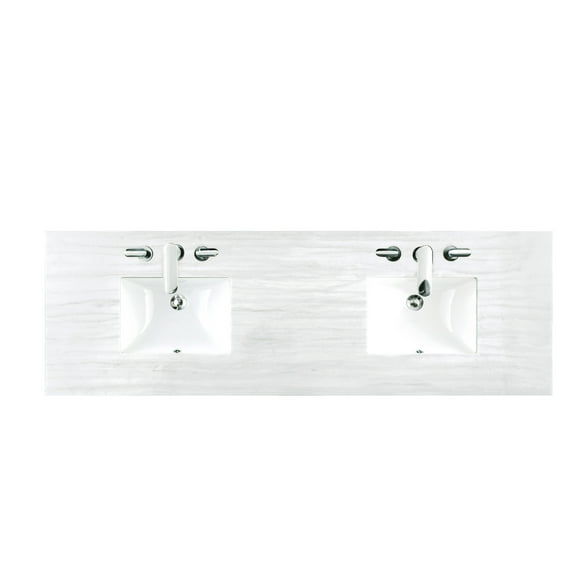 James Martin Vanities 72" Double Top, 3 CM Arctic Fall Solid Surface w/ Sink