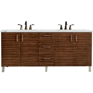 James Martin Vanities 72" Double Vanity, American Walnut, w/ 3 CM Ethereal Noctis Quartz Top