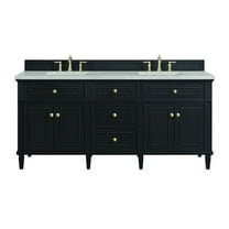 James Martin Vanities 72" Double Vanity, Black Onyx w/ 3 CM Eternal Jasmine Pearl Quartz Top