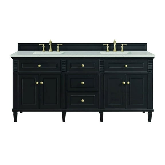James Martin Vanities 72" Double Vanity, Black Onyx w/ 3 CM Lime Delight Quartz Top