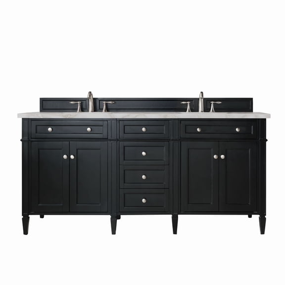James Martin Vanities 650-V72-BKO-3VSL Brittany 72" Double Basin Poplar Wood Vanity Set -