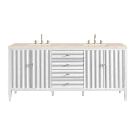 James Martin Vanities 485-V72-3Emr Myrrin 72" Double Basin Wood Vanity Set - White