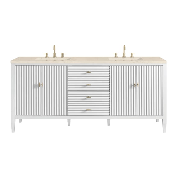 James Martin Vanities 485-V72-3Emr Myrrin 72" Double Basin Wood Vanity Set - White