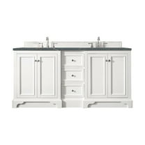 James Martin Vanities 72" Double Vanity, Bright White w/ 3 CM Parisien Bleu Quartz Top