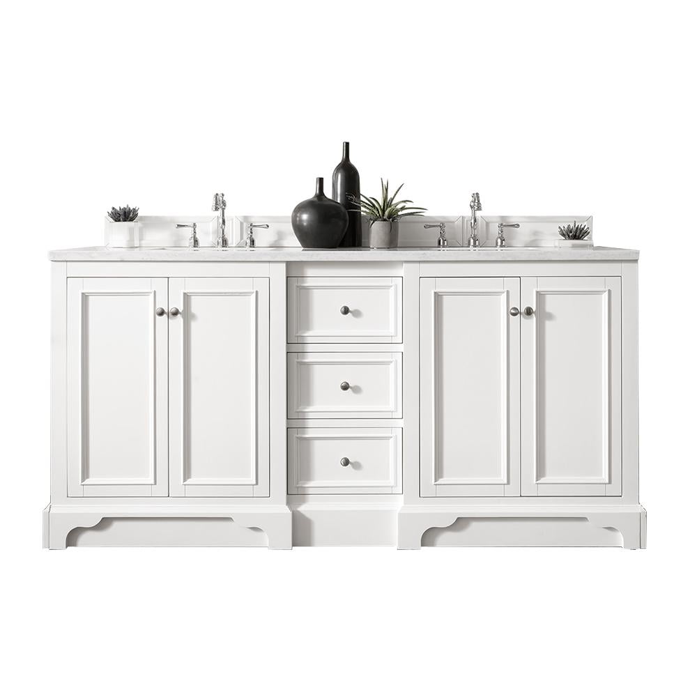 Bright White 72" Double Freestanding Plywood Vanity Cabinet