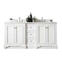 James Martin Vanities 72" Double Vanity, Bright White w/ 3 CM White Zeus Quartz Top