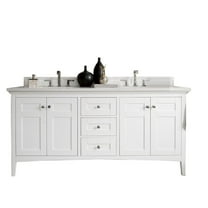 James Martin Vanities 72" Double Vanity, Bright White w/ 3 CM White Zeus Quartz Top