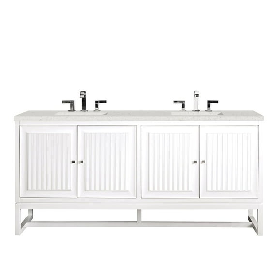 James Martin Vanities 72" Double Vanity, Glossy White w/ 3 CM Lime Delight Quartz Top