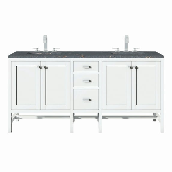 James Martin Vanities E444-V72-3Pbl Addison 72" Double Basin Wood Vanity Set - White