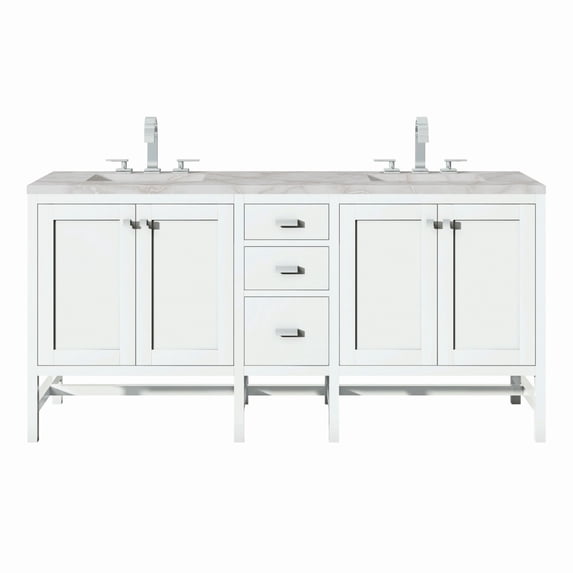 James Martin Vanities E444-V72-3Vsl Addison 72" Double Basin Wood Vanity Set - White