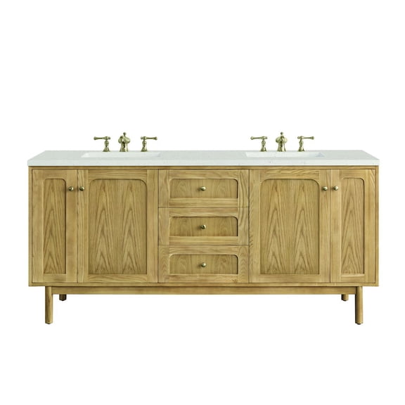 James Martin Vanities 72" Double Vanity, Light Natural Oak w/ 3 CM Lime Delight Top