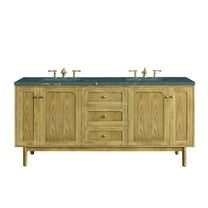 James Martin Vanities 72" Double Vanity, Light Natural Oak w/ 3 CM Parisien Bleu Top