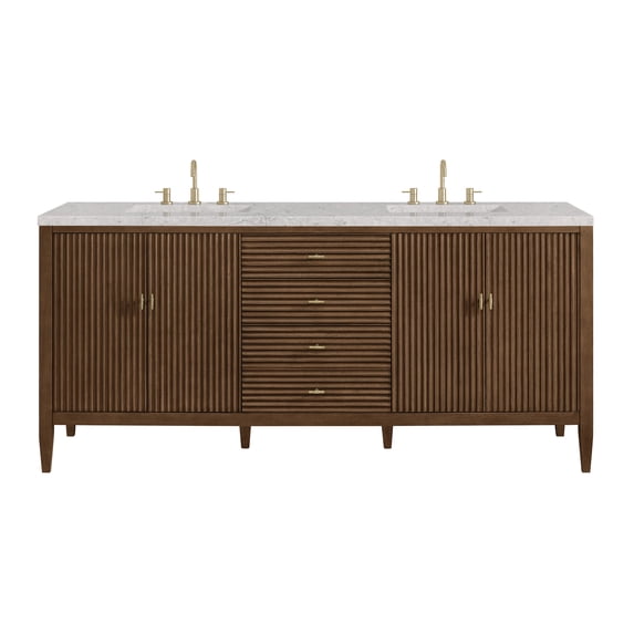 James Martin Vanities 485-V72-3Ejp Myrrin 72" Double Basin Wood Vanity Set - Mid-Century