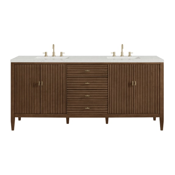 James Martin Vanities 485-V72-WLT-3LDL Myrrin 72" Double Basin Wood Vanity Set -