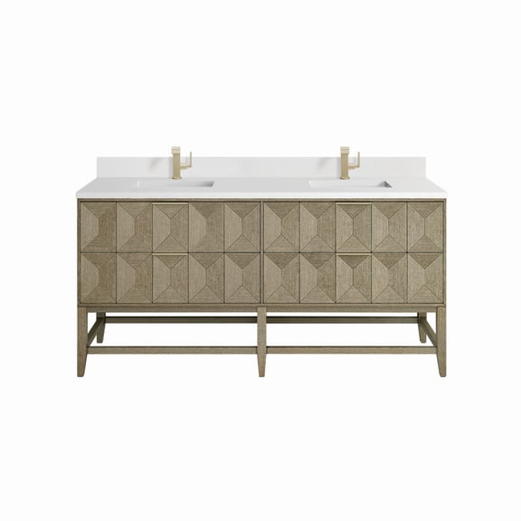 James Martin Vanities D100-V72-PBO-1WZ Emmeline 72" Double Basin Ash Wood Vanity Set -