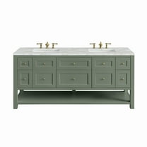 James Martin Vanities 72" Double Vanity, Smokey Celadon w/ 3 CM Victorian Silver Top