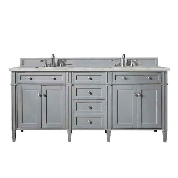 James Martin Vanities 72" Double Vanity, Urban Gray w/ 3 CM Victorian Silver Quartz Top