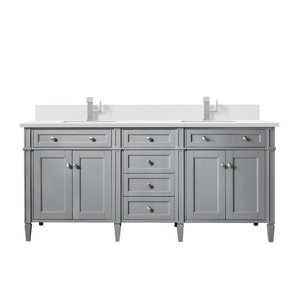 James Martin Vanities 72" Double Vanity, Urban Gray w/ Single Hole 3 CM White Zeus Quartz Top
