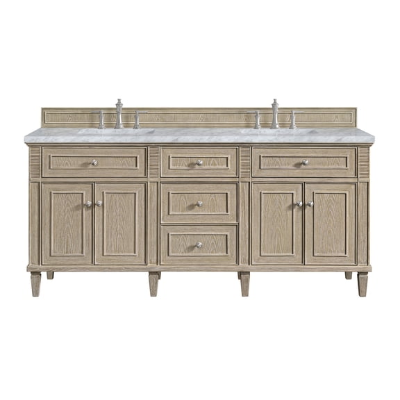 James Martin Vanities 424-V72-3Car Lorelai 72" Double Basin Wood Vanity Set - Whitewashed