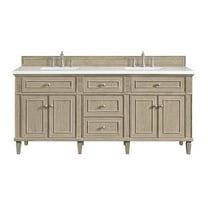 James Martin Vanities 72" Double Vanity, Whitewashed Oak w/ 3 CM White Zeus Quartz Top