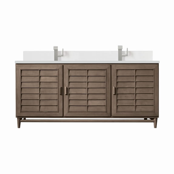James Martin Vanities 620-V72-WW-1WZ Portland 72" Double Basin Wood Vanity Set - Wood