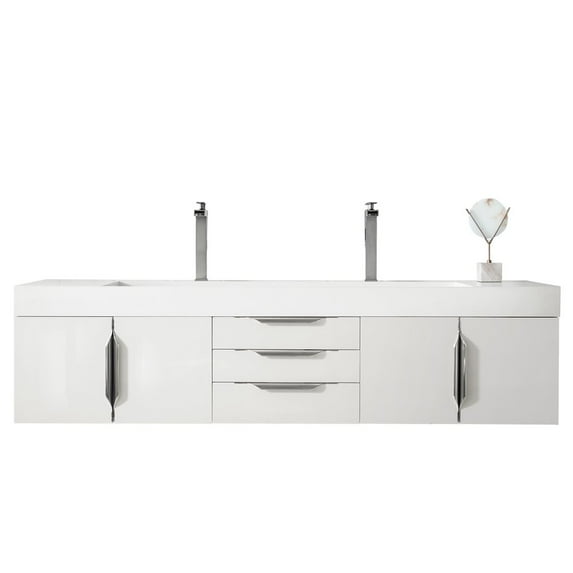 James Martin Vanities 983-V72d-W-N Columbia 72" Double Wall Mounted Vanity Cabinet - White